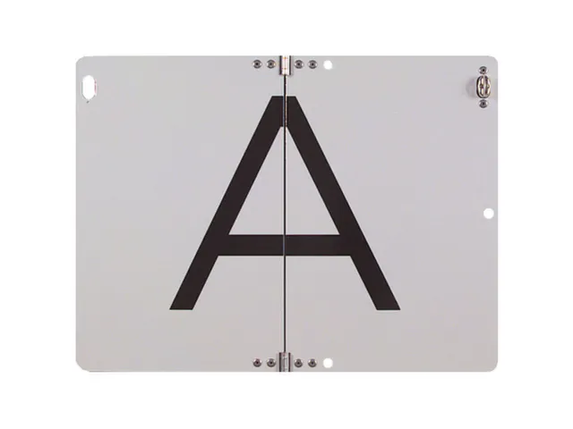 waarschuwingsteken,v. buiten,A,m. draaisluiting,plaatstaal,wit/zwart