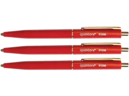 Balpen Quantore drukknop met metalen clip rood medium