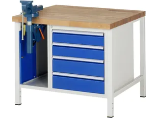 werkbank,HxBxD 840-1040x1000x900mm,beukblad,draagverm. 1250kg,4voeten - 1