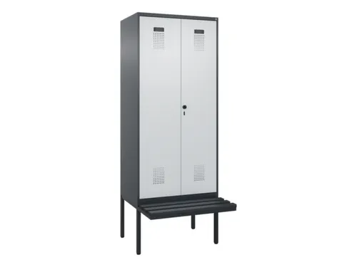 PBM-locker met bank,HxBxD 2120x800x815mm,2vak,vak B 400mm,draaigrendel