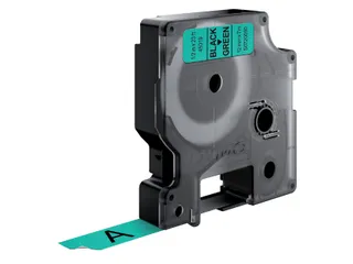 Labeltape Dymo 45019 D1 S720590 12mmx7m zwart op groen - 2