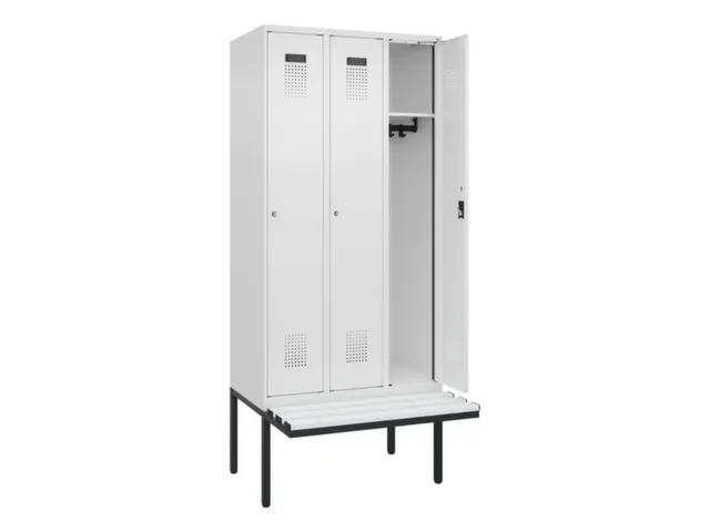 locker met bank,HxBxD 2120x900x815mm,3vak,vak B 300mm,cilinderslot