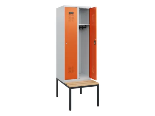 locker met bank,HxBxD 1950x600x815mm,2vak,vak B 300mm,cilinderslot
