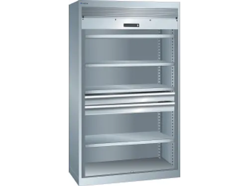 zwaarlast-roldeurkast,HxBxD 1950x1100x641mm,4xStalen bodem,lak RAL7035