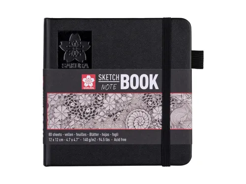 Schetsboek Sakura 80 witte vellen 140gr 120x120mm zwart