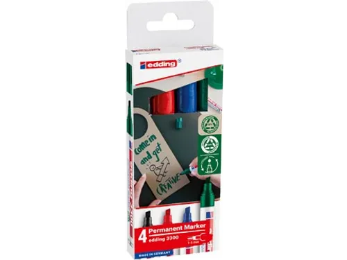 permanent marker E-3300 assorti kleuren, blister van 4 stuks