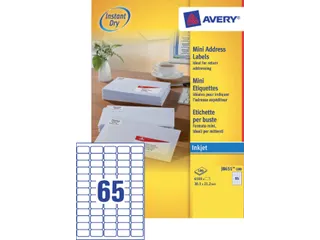 Etiket Avery J8651-100 38.1x21.2mm Inkjet wit 6500 stuks - 2