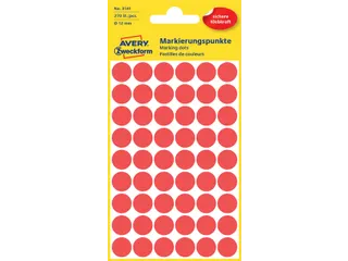 Etiket Avery Zweckform 3141 Rond Ø12mm Rood 270 Stuks - 3
