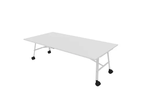 klaptafel,HxBxD 750x2400x1200mm,hoekig,4voeten wit,ovale buis,blad wit