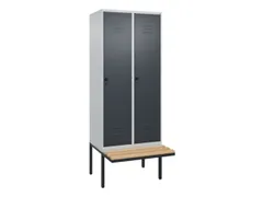 locker met bank,HxBxD 2120x800x815mm,2vak,vak B 400mm,draaigrendel