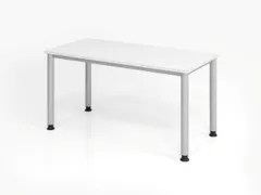 table de bureau HxlxP 685-810x1400x670mm panneau blanc 4 pieds argent