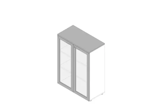 vitrinekast 1232x900x450mm 2xhouten vloer 3 OH wit grijs