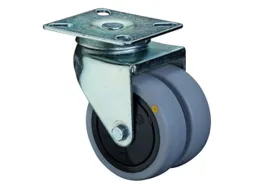 dubbel ESD-zwenkwiel,draagverm. 100kg,rubber-banden,ØxB 75x24mm