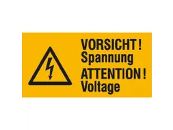 waarschuwings-combibord,Pas op! Spanning 2-talig (D/GB),PVC