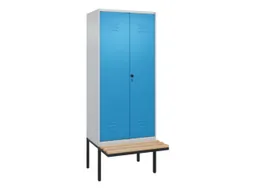 PBM-locker met bank,HxBxD 2120x800x815mm,2vak,vak B 400mm,draaigrendel