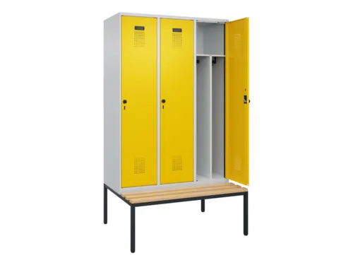 locker met bank,voor scheiding van kleding,HxBxD 2120x1200x815mm,3vak