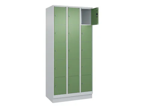 lockerkast,HxBxD 1950x900x500mm,3x5vakken,vak B 300mm,cil.-slot,sokkel