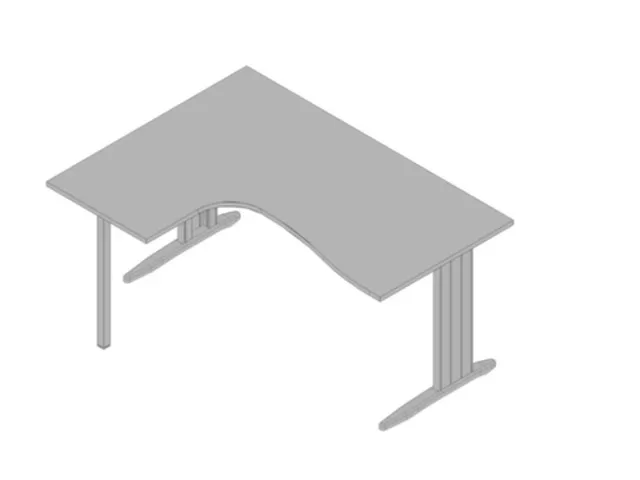 Bureau d’angle 730x1600x1200mm retour à gauche gris/aluminium