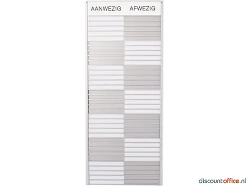 In-uit Bord 30 Namen Aluminium Aan/afwezigheidsbord Wit