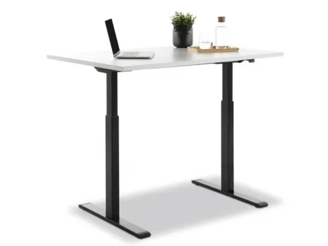 Elektrisch ihv bureau,HxBxD 700-1200x1200x800mm,blad wit,T-voet zwart