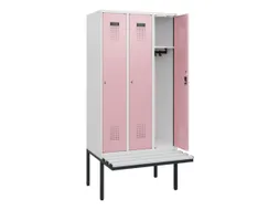 locker met bank,HxBxD 1950x900x815mm,3vak,vak B 300mm,cilinderslot