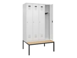locker met bank,HxBxD 2120x1200x815mm,4vak,vak B 300mm,cilinderslot