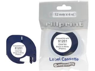compatible LetraTAG tape voor Dymo 91201, 12 mm, plastic, wit - 1