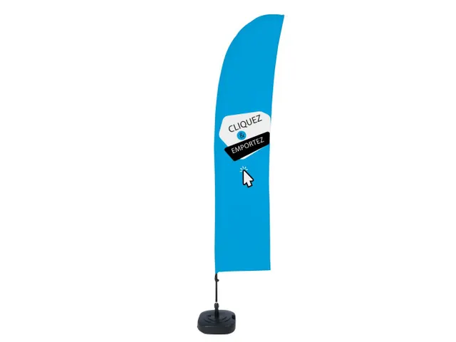 Beachflag 430cm complete set "Cliquez & Emportez" Blauw