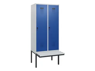 locker met bank,HxBxD 1950x800x815mm,2vak,vak B 400mm,draaigrendel - 2