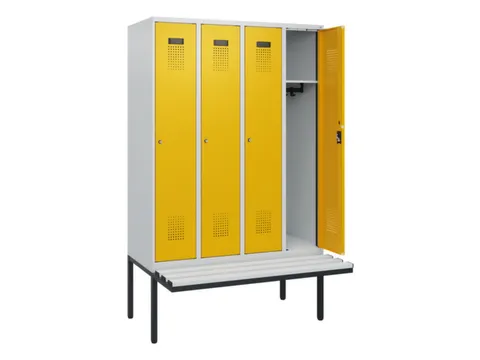 locker met bank,HxBxD 1950x1200x815mm,4vak,vak B 300mm,cilinderslot