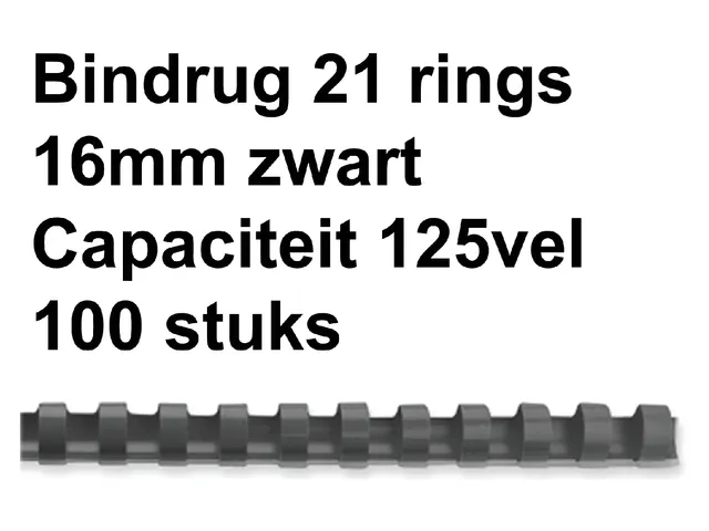 Bindrug GBC 16mm 21-rings A4 zwart 100stuks