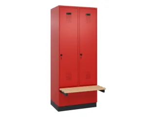 locker met bank,HxBxD 1950x800x815mm,2vak,vak B 400mm,draaigrendel - 2