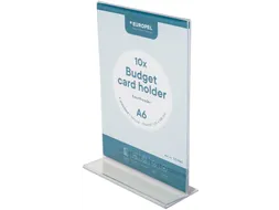 Kaarthouder Budget T-Standaard A6 1,5mm Staand Acryl set van 10 stuks