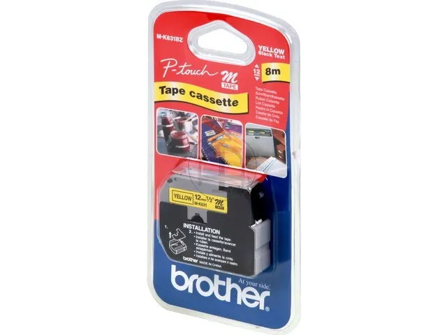 Mk631bz Brother P-touch 12mm Zwart Op Geel