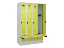 locker met bank,HxBxD 1950x1200x815mm,4vak,vak B 300mm,draaigrendel
