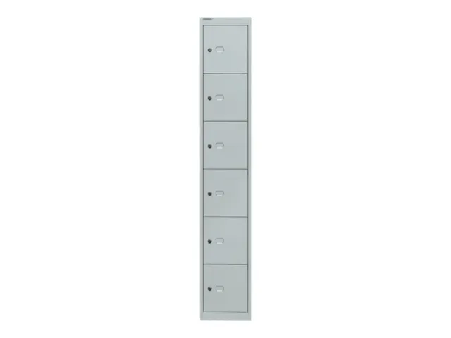 lockerkast,HxBxD 1802x305x305mm,1x6vakken,cil.-slot,romp lichtgrijs