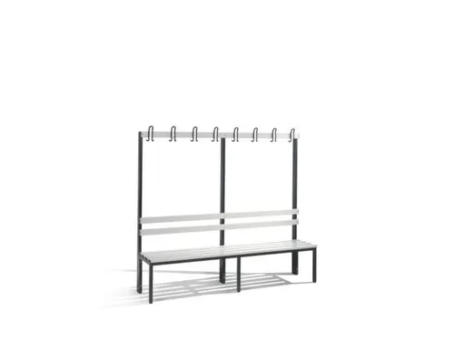 Omkleedbank L 1960Mm Pvc-Zitlatten Enkelzijdige Hakenlijst Ral7021