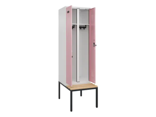 locker met bank,voor scheiding van kleding,HxBxD 2120x600x815mm,2vak
