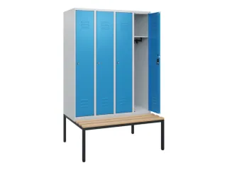 locker met bank,HxBxD 1950x1200x815mm,4vak,vak B 300mm,cil.-slot - 2