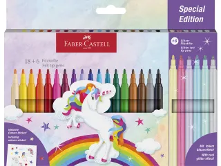 Viltstiften Faber-Castell Unicorn 18x standaard kleuren + 6x pastel kl - 2