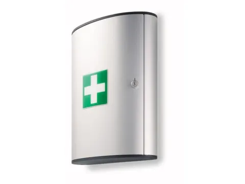 EHBO-wandkast,leeg,HxBxD 280x320x118mm,2vakken,cil.-slot,aluminium