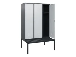 locker met bank,HxBxD 1950x1200x815mm,3vak,vak B 400mm,cil.-slot - 2