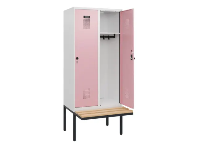 locker met bank,HxBxD 1950x800x815mm,2vak,vak B 400mm,draaigrendel