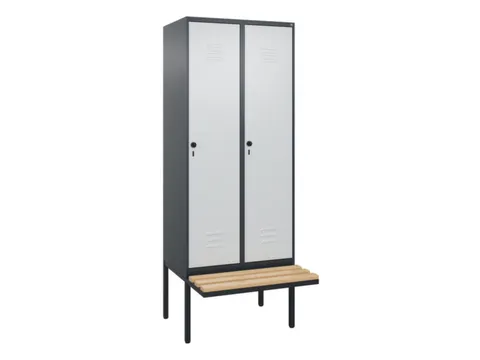 locker met bank,HxBxD 2120x800x815mm,2vak,vak B 400mm,draaigrendel