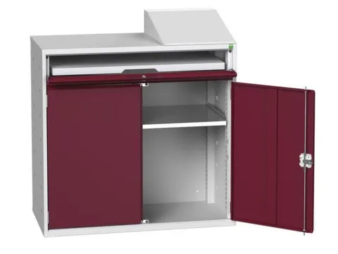 pc-kast 1130x1050x550mm toetsenbordblad RAL7035 + RAL3004