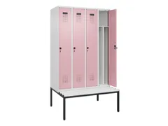 locker met bank,voor scheiding van kleding,HxBxD 2120x1200x815mm,4vak