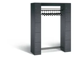 locker met kapstok,HxBxD 1950x1430x480mm,romp RAL7021,front RAL7021