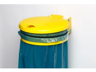 Afvalverzamelaar 120 Liter Wand Plaatstaal Kunststof Deksel Geel - 1