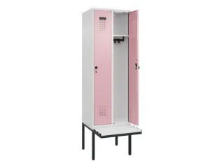 locker met bank,HxBxD 2120x600x815mm,2vak,vak B 300mm,draaigrendel - 1