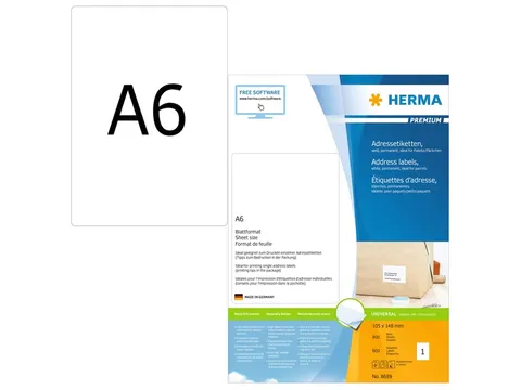 HERMA 8689 Premium Adresetiketten A6 105x148mm Wit 800 stuks